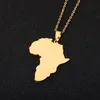 Afrika kaart ketting roestvrijstalen kaarten hanger kettingen gouden ketens hiphop mode sieraden voor vrouwelijke mannen wil en zandig