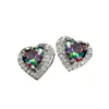 Cubic Zircon Heart Stud Earrings Love Red Green Purple Crystal Ear rings Studs for Women Fashion jewelry will and sandy