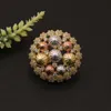 Pins, Brooches Lanyika Fashion Jewelry Exquisite Full Ball Crowd Brooch Pin For Engagement Wedding Micro Paved Zircon Gifts