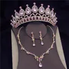 Earrings & Necklace Quality Rhinestone Bridal Jewelry Sets For Women Prom Tiaras Crowns Earring Wedding Set Bride Crown