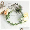 Bijoux de cheveux de mariage Rosa Fleur Couronne De Mariée Tête Artificielle Tiara Couronne Pour Bandeau Floral Femme Accessoires Drop Livraison 2021 Zydgr