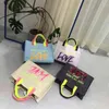 Shopping Bags Sequin Letters Canvas Large Tote Bag Casual Women Handbags Designer Brand Shoulder Crossbody Ladies Big Shopper 220307