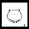 Rings Studs Jewelry Surgical Steel Septum Clicker Ring Punk Women Men Zircon Nose Hoop Body Ps0894 6Nfpc