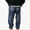 Heren jeans gewassen noodlijdende Baggy Heren Streetwear '90s Skater Losse rechte been Denim Broek Vernietig Wide-Leg Broek Mannen