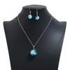 Transparent blue sky white clouds resin Ball Necklace Earring Set Women Wedding Party Exquisite Jewelry suit