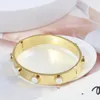 Bangle Simple Crystal Stone Rivet Gold-Plated Logo to Open Wide Version Armband