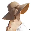 Été paille visière chapeau large bord Protection UV plage femmes chapeaux de soleil disquette ombre nœud papillon pliant Panama casquette