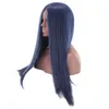 26 ~ 28 inches rak syntetisk peruk blå färg simulering mänskliga hår peruker perruques de cheveux humains för vita och svarta kvinnor jf3319