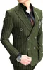 Örgün erkek takım elbise düzenli fit 2 parça yün balo klasik çizgili kruvaze takım elbise gri smokin iş ceket düğün için x0909