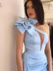 스카이 블루 댄스 (Sky Blue Prom Dresses) 섹시한 칼집 1 어깨 슬리빙 바닥 길이 측면에서 새틴 커스텀 메이드 크기 공식 OCN 마모 이브닝 가운