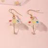 Koreanska mode söta mini 3d paraply dangle örhängen för kvinnor flicka mode kreativ hängsmycke hängande smycken tillbehör