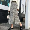 Ретро флористическая русалка для женщин женщин осень высокая талия вельверов A-line пакет бедра юбка винтажная корейская длинная напечатанная юбка 210619