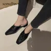 SOPHITINA Beautiful Woman Flats Shoes Mules Pleated Casual Spring Autumn Square Toe Yellow Fashion Solid Daily Flats FO237 210513