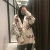 Kamek Trench Coats Women's 2022 Kobiety swetra kazngu w stylu Jacquard Sweter Oversize długie rękawowe swobodne żeńskie żeńskie