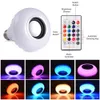 Intelligente E27-RGB-Bluetooth-Lautsprecher-LED-Lampe, 12 W, Musikwiedergabe, dimmbare kabellose Lampe mit 24-Tasten-Fernbedienung
