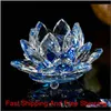 Arts et Arts 100Mm K9 cristal fleur de Lotus artisanat Feng Shui ornements Figurines verre presse-papier fête Gi5809162