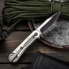 Nuevo 815F Cuchillo plegable de supervivencia 9Cr13Mov Óxido negro + Dibujo de alambre Hoja de punto de caída Mango de aleación de aluminio Cuchillos de bolsillo EDC con bolsa de nylon