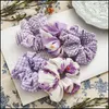 Pony Tails Holder Jewelry Jewelrypurple Series Scrunchie Plaid Striped Ties Flower Dots Print Elastic Rubber Bands Women Girls Hair Aessorie