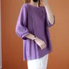 Casual de algodão de algodão de mulher de grandes dimensões camisetas Novo estilo simples estilo simples bordado solto feminino tops Tees SS2831 210412