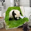 3D-Panda-Decke mit lustigem Charakter, Digitaldruck, Sherpa-Decken auf dem Bett, Heimtextilien, traumhafter Stil, Sofa, warm