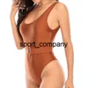 2021 Vintage One Piece Baddräkt Kvinnor Bälte Swimwear Summer Beach Wear Classic Bantning Baddräkt Baklösa Bodysuit