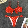 Ingaga Bikinis Mujer Sexy Ruffle Maillots de bain Femmes Tie Front Maillot de bain Polka Dot Imprimer Biquini Beach Wear Baigneurs Maillot de bain 210625