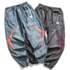 Mode Streetwear Men Jeans Högkvalitativ Loose Fit Spliced ​​Designer Denim Cargo Pants Hip Hop Joggers Wide Bet Bomull Byxor