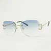 2023 Designer-Brille neue randlose C-Draht-Sonnenbrille Männer Oversize-Brillen für Sommer-Diamant-Schneidbrille Metallrahmen Oculos Gafas