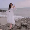 Summer Elegant Casual Fairy Dress Female Beach Dress Korean Chiffon Lace French Vintage Midi Dess Women Chic 210521