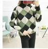 Turtleneck Sweater Dames Pullover Herfst en Winter Koreaanse versie van losse gebreide lange mouwen Plaid 210427