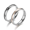 Anel de diamante banda de aço inoxidável preto rosa ouro linha casal noivado anéis de casamento para mulheres homens moda jóias vontade e areia