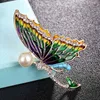 ピン、ブローチZlxgirlジュエリーカラフルなエナメル蝶の女の子服アクセサリー模造真珠ピンブローチバッグ