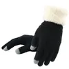 Fingerlösa handskar 2021 stickade pekskärm kvinnor tjockare vinter varm kvinnlig full finger mjuk fleece stretch stickade vantar guantes