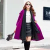 Autumn Winter Fashion Solid Color Long Jacket Coat Women Notched Sleeve Thick Sashes Woolen Outerwear 210529