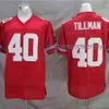 1990 Fotboll Jersey Pat Tillman Black White Red Jerseys sys något namnnummer