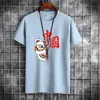 Summer Style Pure Men's T-Shirts Cotton National Tide Short-sleeved Tees Shirts Loose Round Neck Half-sleeve Trend Cartoon Tops