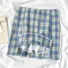 Корейский цветной клетчатый юбка женщины 2021 студент шикарный короткие юбки сексуальные мини юбки весна лето женские юбки с поясом X0428