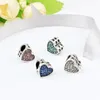 Fits Pandora Bracelets 20pcs Paved Crystal Love Heart Silver Charms Bead Charm Beads For Wholesale Diy European Sterling Necklace Jewelry