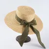 Geniş Memlu Şapkalar Yaz genişliği saman saman kaydı şapka kadınlar güneş plaj panama lady bowknot şerit tatil somberos de sol fedora elob22