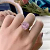 디자인 925 실버 골드 도금 핑크 CZ 다이아몬드 반지 결혼 반지