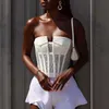 Sexy Strapless Corset Crop Top Club Party Fashion Fake Pockets Been Bustier Tube Top Bebouwd Lente Kleding QA77 210603