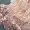 Lato Retro Moda Vestidos Kobiet Haftowane Kwiaty Okrągły Neck Krótki Rękaw Waist Thinner Midi Dress C785 210506