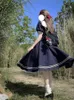 原宿セーラー襟ネイビードレス日本のロリータスウィートボウノット女の子レトロカワイイプレッピースタイル半袖女性