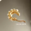 Hoop Huggie Lii Ji perles de diamant gris naturel 13mm 14K boucles d'oreilles remplies d'or bijoux faits à la main pour les femmes cadeau