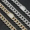 15mm 18-22inch amarelo branco banhado a ouro bling cz zircônia cubano cadeia de colar link jóias presente para homens