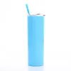 20oz Skinny Tumbler Wine Cup With Lid Straw Beer Mug Double Wall Vacuum Insulated Stainless Steel SlimTall Bottle 210907