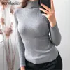 Brownladies Basic Turtleneck Mulheres Suavers Outono Inverno Tops Slim Pulôver Malha Sweater Jumper Soft Warm Pull 210805