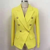 HIGH STREET Fashion Designer Jacket Women's Classic Lion Buttons Double Breasted Slim Fit Textured Blazer 210521