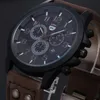 Montres-bracelets de haute qualité montre à quartz pour hommes en cuir militaire étanche platine luxe rond relogio masculino