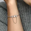 100％925 Sterling Silver Band of Hearts Safety Chain Charmsフィットオリジナルのヨーロッパのチャームブレスレットファッション女性ウェディングエンゲージメント235G